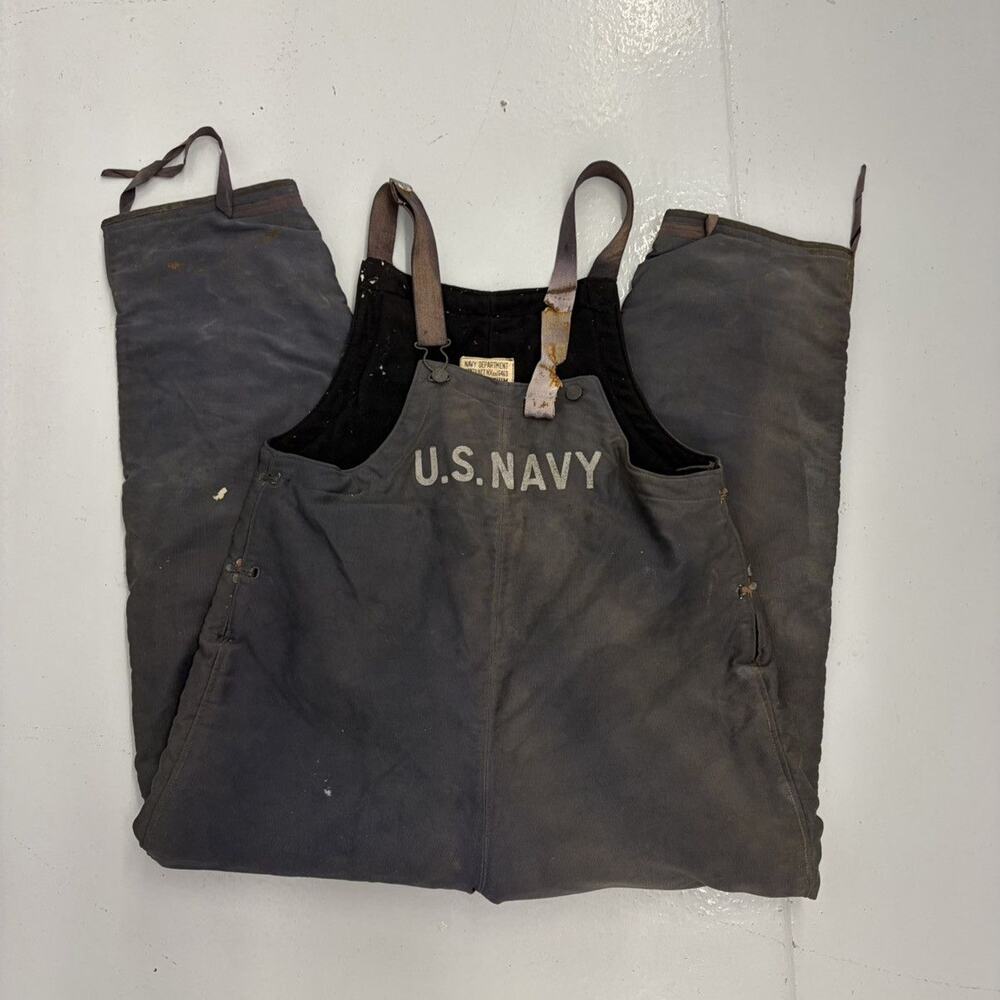 Vintage WW2 US Navy Stenciled Military Faded Overalls